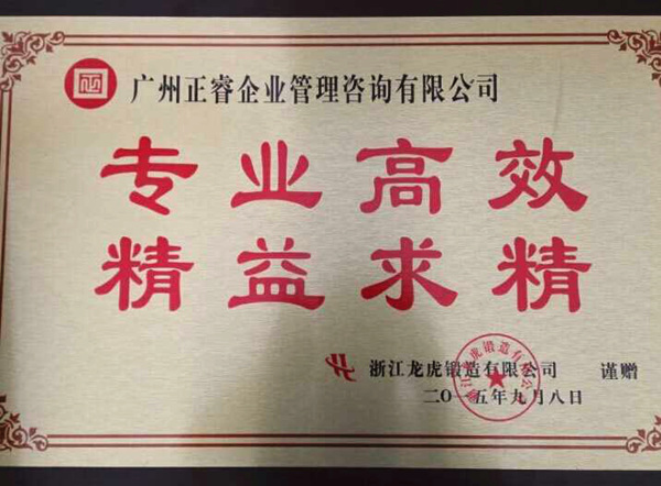 浙江龙虎锻造有限公司赠予星亿咨询牌匾